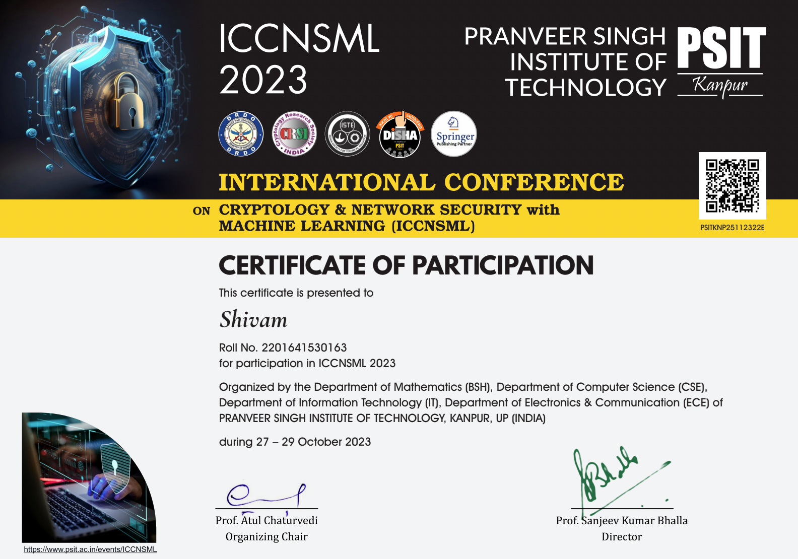 International Conference on Cryptology & Network Security with Machine Learning (ICCNSML)